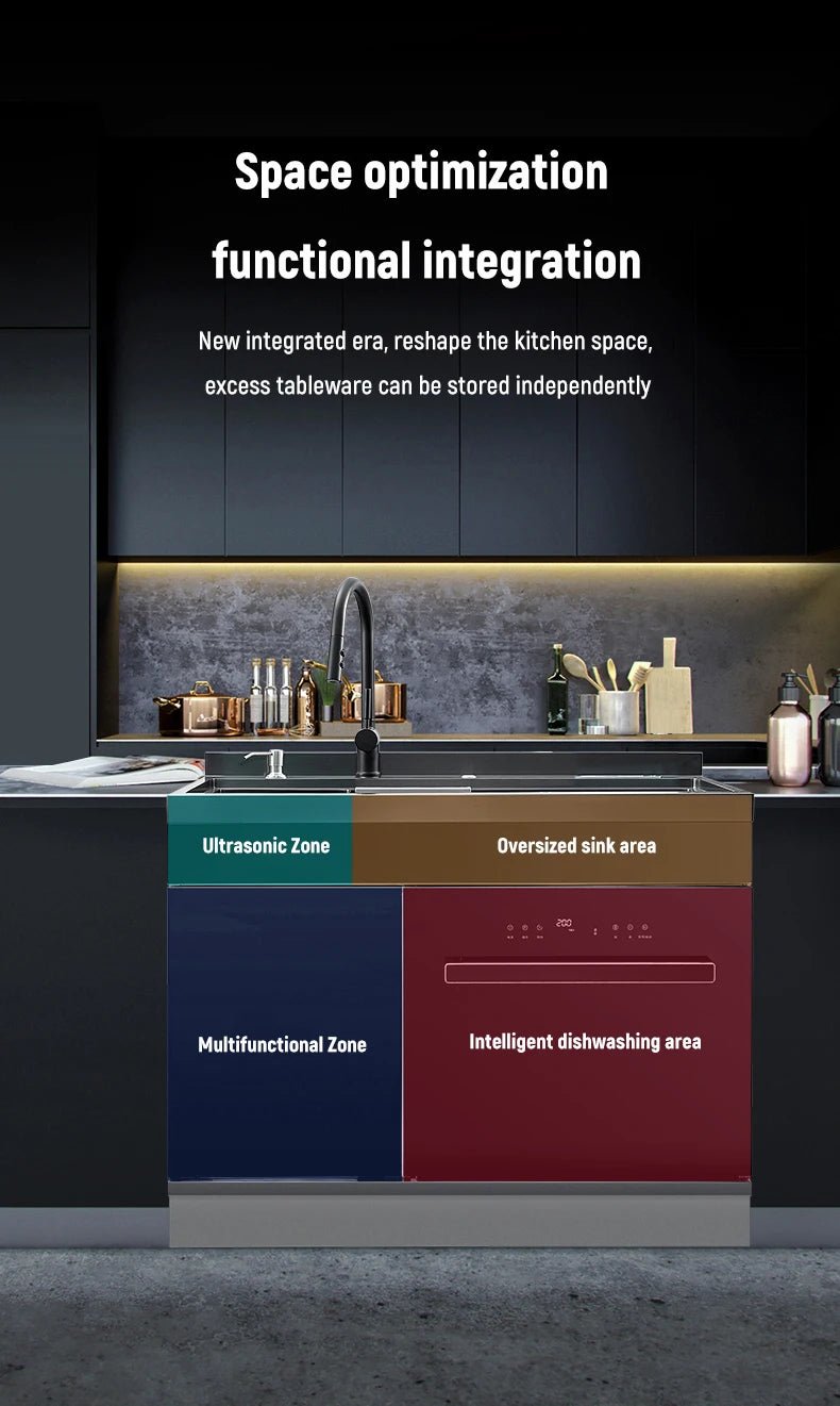 Integrated Sink Dishwasher Kitchen Built In 1000mm Sink Dishwasher Machine Automatic Smart In Stainless Steel Sink Dishwashers