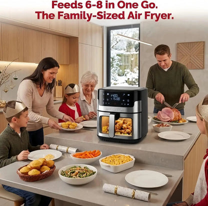 8.5QT Family Size Air Fryer, Digital Touchscreen with 8 Presets, BPA-Free, Dishwasher Safe, Stainless Steel