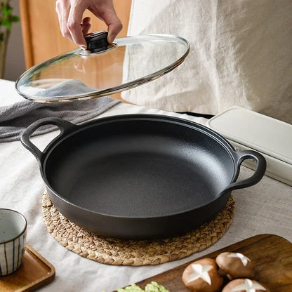 Thickened Cast Iron Skillet Non-coated Non-stick Pan for Household Use Gas And Induction Cooktop Compatible Pancake Skillet