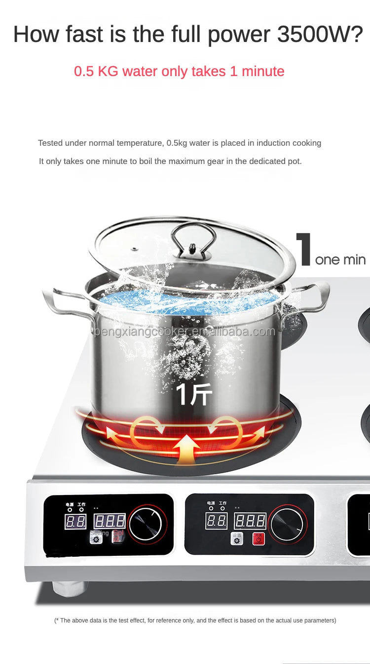 Warranty CE 3500W Industrial Hotel Restaurant Stainless Steel Electric 4 Burner Commercial Induction Cooker Manufacturer
