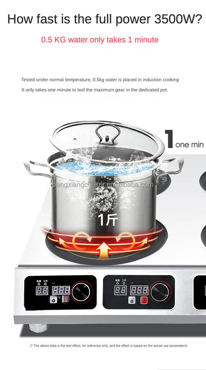 Warranty CE 3500W Industrial Hotel Restaurant Stainless Steel Electric 4 Burner Commercial Induction Cooker Manufacturer