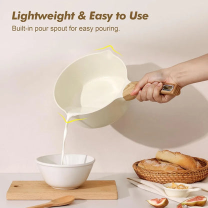 1.5 & 2.5 Quart Ceramic Sauce Pan Set with Lids, Nonstick Pour Spout Pots, Induction Compatible, PFOA/PTFE/PFAS Free