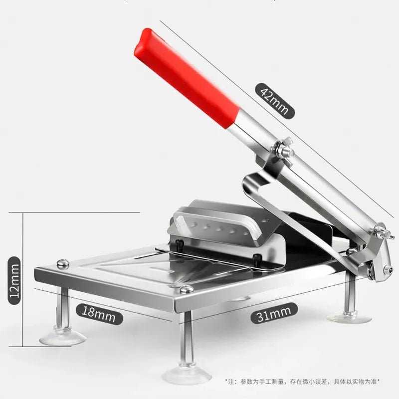 Multi-Functional Manual Meat Slicer - Stainless Steel Home & Commercial Slicing Machine for Lamb, Beef & Frozen Meat Cuts