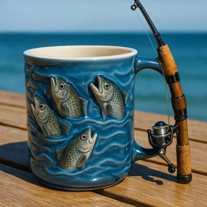 New Artistic Resin Inner Cup Fishing Lover's Dream Mug Fun Personalized Gift For Friends Kitchen Dining Bar Drinkware