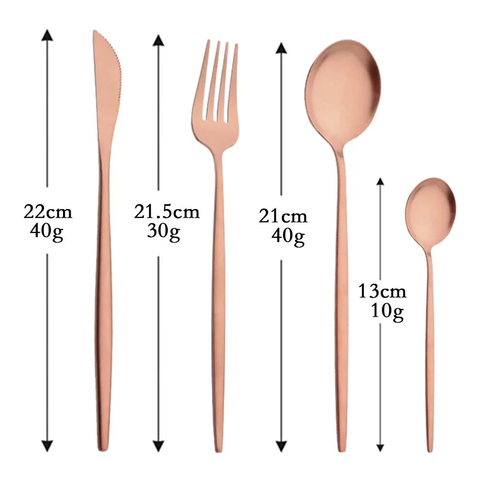 4Pcs black Gold Matte Cutlery Set Stainless Steel Dinnerware Silverware Flatware Set Home Knife Fork Spoon Picnic Tableware Set