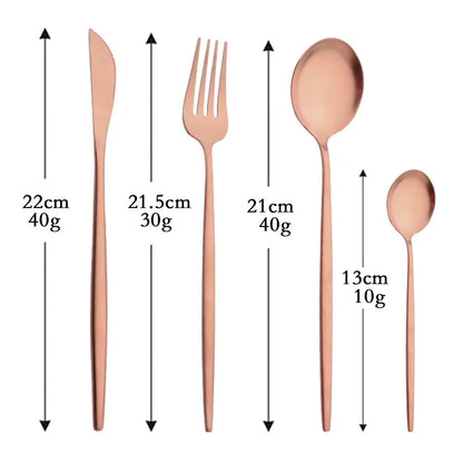 4Pcs black Gold Matte Cutlery Set Stainless Steel Dinnerware Silverware Flatware Set Home Knife Fork Spoon Picnic Tableware Set