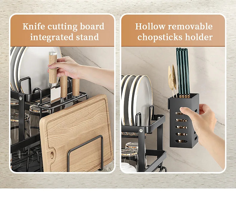 Dish Drying Rack Kitchen Adjustable Stainless Steel Cutting Board Organizer Dish Bowl Drainer Storage Rack Kitchen Utensils
