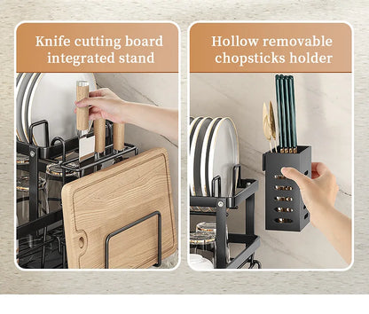 Dish Drying Rack Kitchen Adjustable Stainless Steel Cutting Board Organizer Dish Bowl Drainer Storage Rack Kitchen Utensils