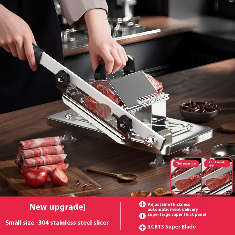 GIANXI Mutton Roll Slicer Machine Stainless Steel Meat Slicer Beef Thin Slice Frozen Meat Household Barbecue Hot Pot Cooking
