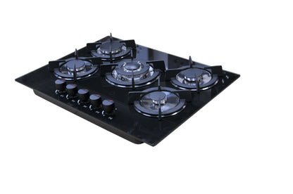 Gas Stove Cooker 5-Burner Class B Electric Stove Tempered Glass Battery Built-In Cooktop for Kitchen Table Top Hotels Households
