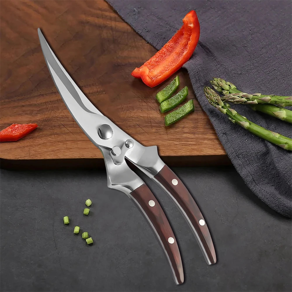 1PC，Multi-Functional Kitchen Scissors Chicken Bone Scissors Non-Slip Handle Chicken Wings Fish BBQ Scissors Kitchen Stuff