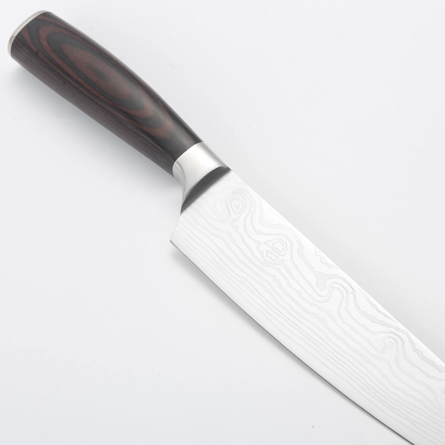 Ultimate 12Pcs Professional Kitchen Knife Set, Damascus Laser Pattern High Carbon Stainless Steel Knives, Ergonomic Wood Grain H