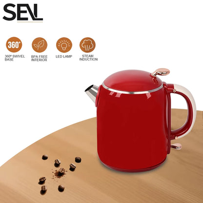 1.0L Anti-Scald Electric Kettle, Seamless Electric Kettle, 304 Stainless Steel Household Fast Boiling Kettle for Coffee Brewing