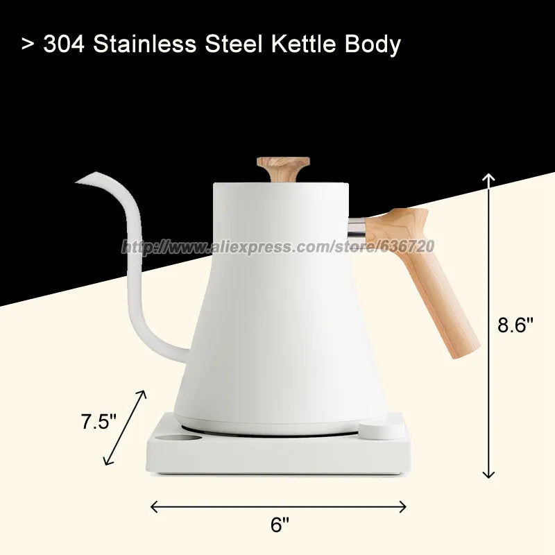 Electric Gooseneck Kettle - Pour-Over Coffee and Tea Kettle - Quick Heating Electric Kettles for Boiling Water - Matte White