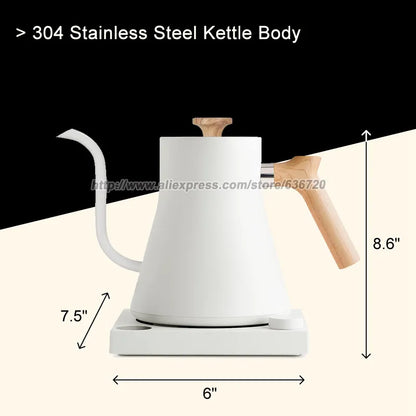 Electric Gooseneck Kettle - Pour-Over Coffee and Tea Kettle - Quick Heating Electric Kettles for Boiling Water - Matte White