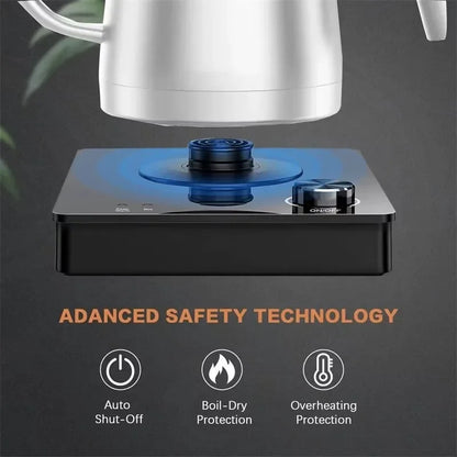 TINSOL 1L Electric Gooseneck Kettle, Manual Brewing Coffee Pot, Smart Teapot, Temperature Control Kettle, 1200W Fast Heating