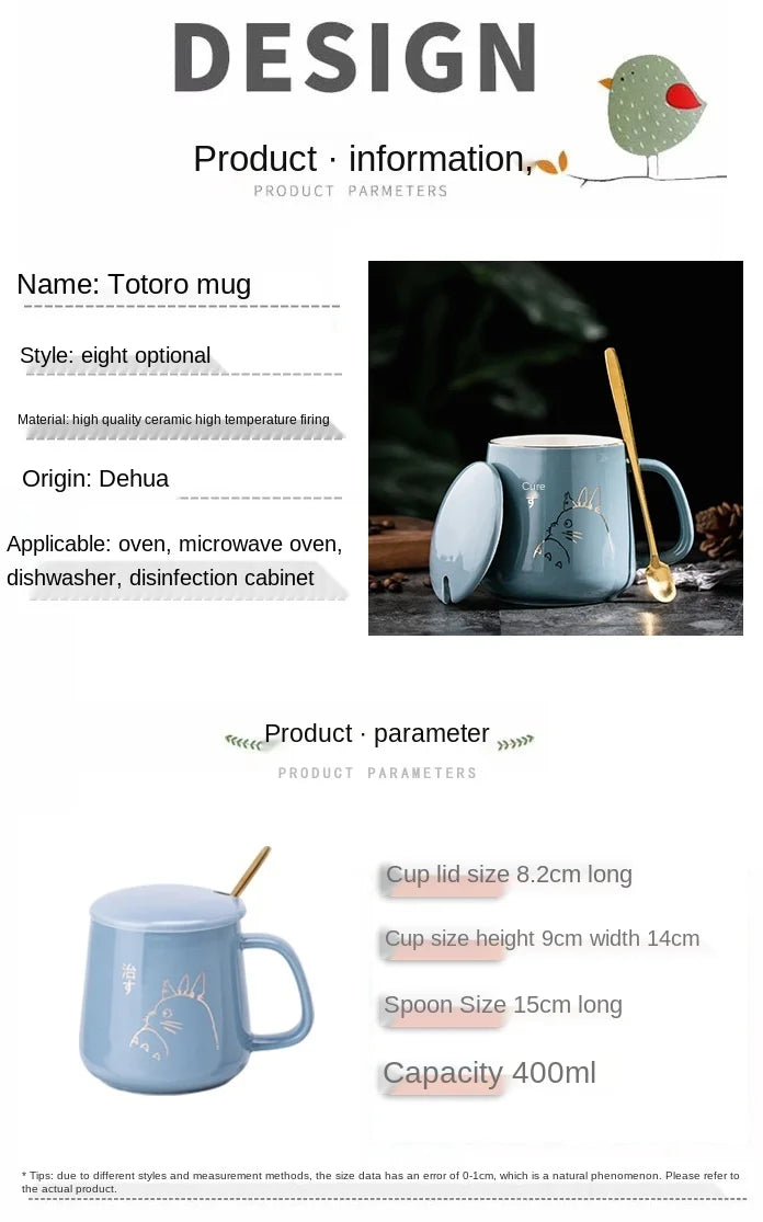 400ml New Product European Style Light Luxury Gold-painted Ceramic Coffee Mug with Lid Spoon Water Cup Cartoon Mug