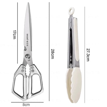 Extended Stainless Steel Kitchen Scissors Heavy-duty Barbecue Scissors Steak Shears,Multi-purpose Chicken Bone Scissors