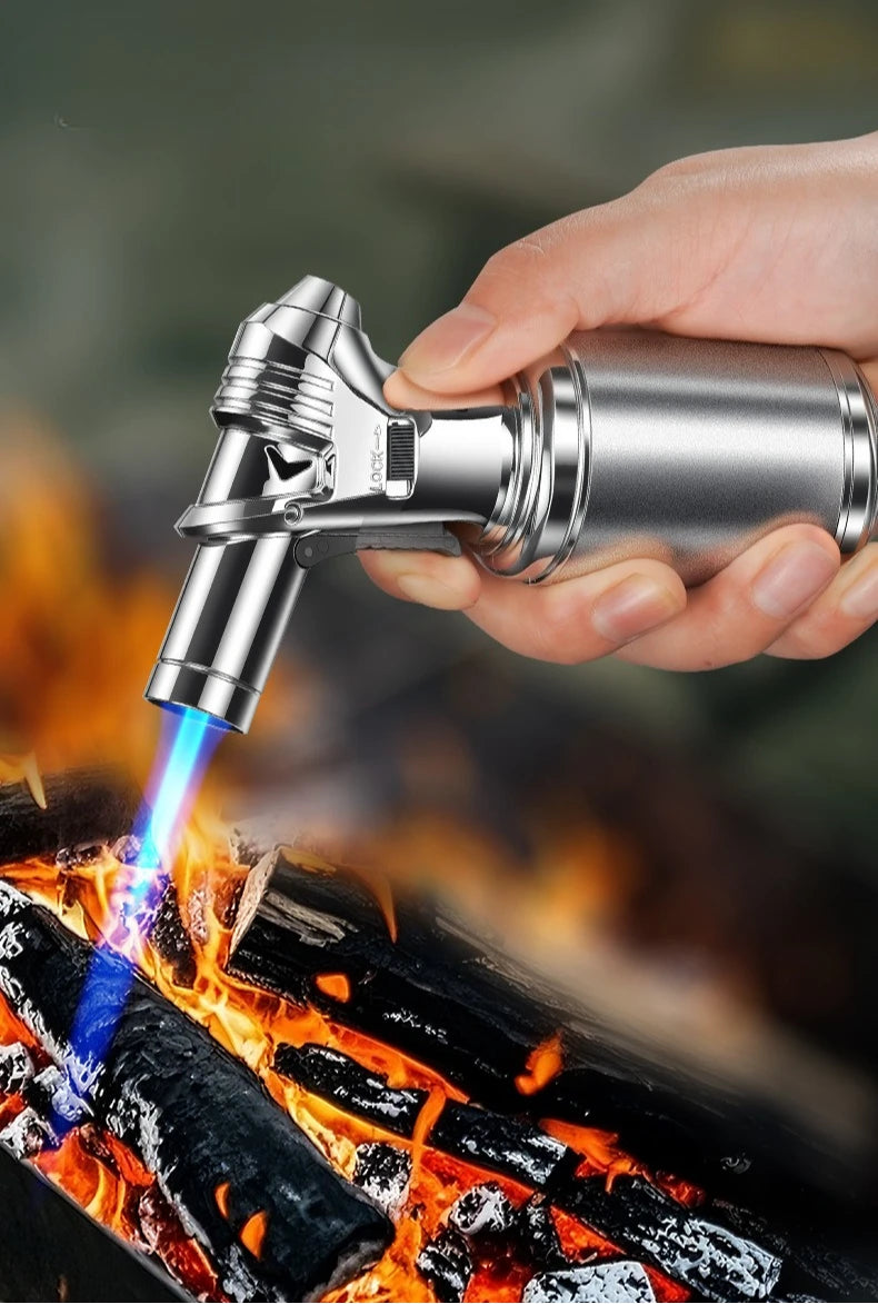 Butane Torch Gas Lighter Windproof Metal Inflatale Smoking Accessories and Outdoor Cigar Ignition Tool High Flame Flamethrower