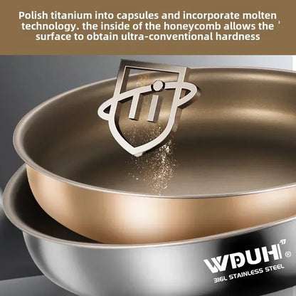 Titanium Pan Non-stick Frying Pan Household Wok Steak Frying Pan Induction Cooker Gas Stove Special  Wok Frying
