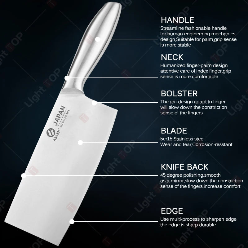 WXCOO All Steel Kitchen Knife Set Bread Cutting Professional 7inch Santoku Meat Cleaver Boning Knife Kitchen Accessories