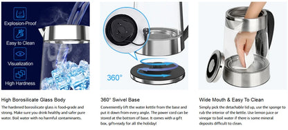 Smart Thermostatic Glass Electric Kettle 1.8L Capacity Automatic Thermostat Suitable for Home, Office, Hotel