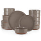 MALACASA TARA 12/24 Pcs Dinnerware Set Curved Edge Sesame Glaze Stoneware Plates Set With 4/6pcs Dinner Plate/Dessert/Bowl
