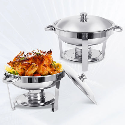 1/2/4 Pack Stainless Steel Chafing Dish Buffet Set 5L Round Chafers Buffet Food Warmers BBQ Party 316 For Parties Events Wedding