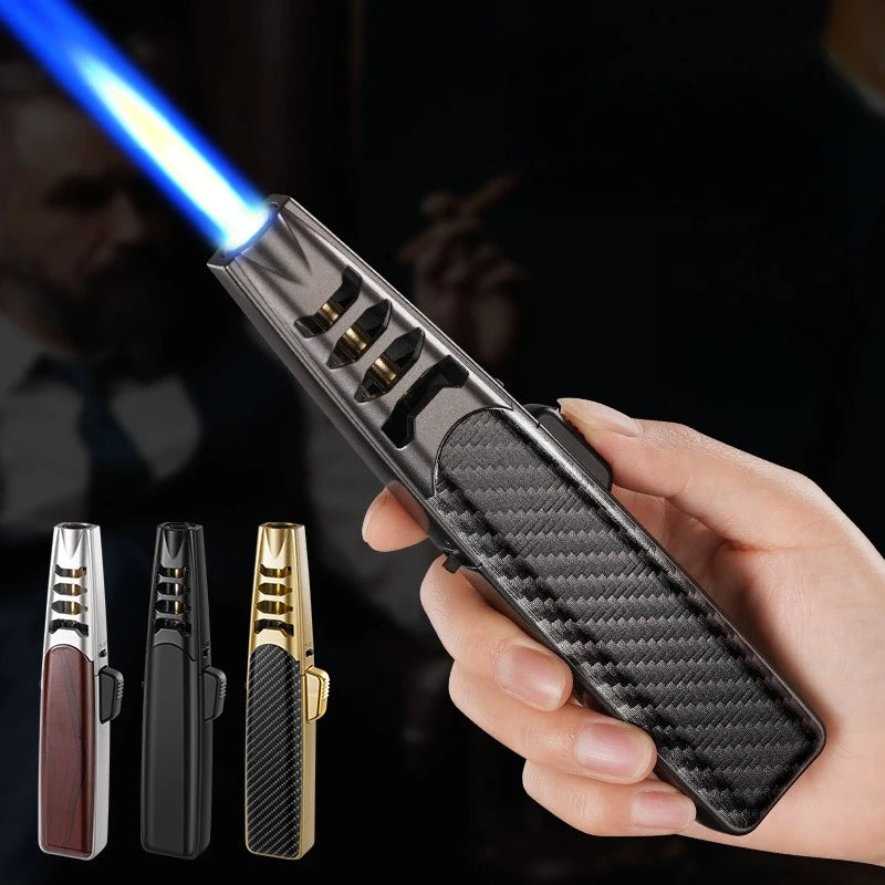 1300° High Power Welding Gun Windproof Turbine Butane Gas Lighter Safety Lock Switch Outdoor BBQ Kitchen Cigar Lighters Smoking