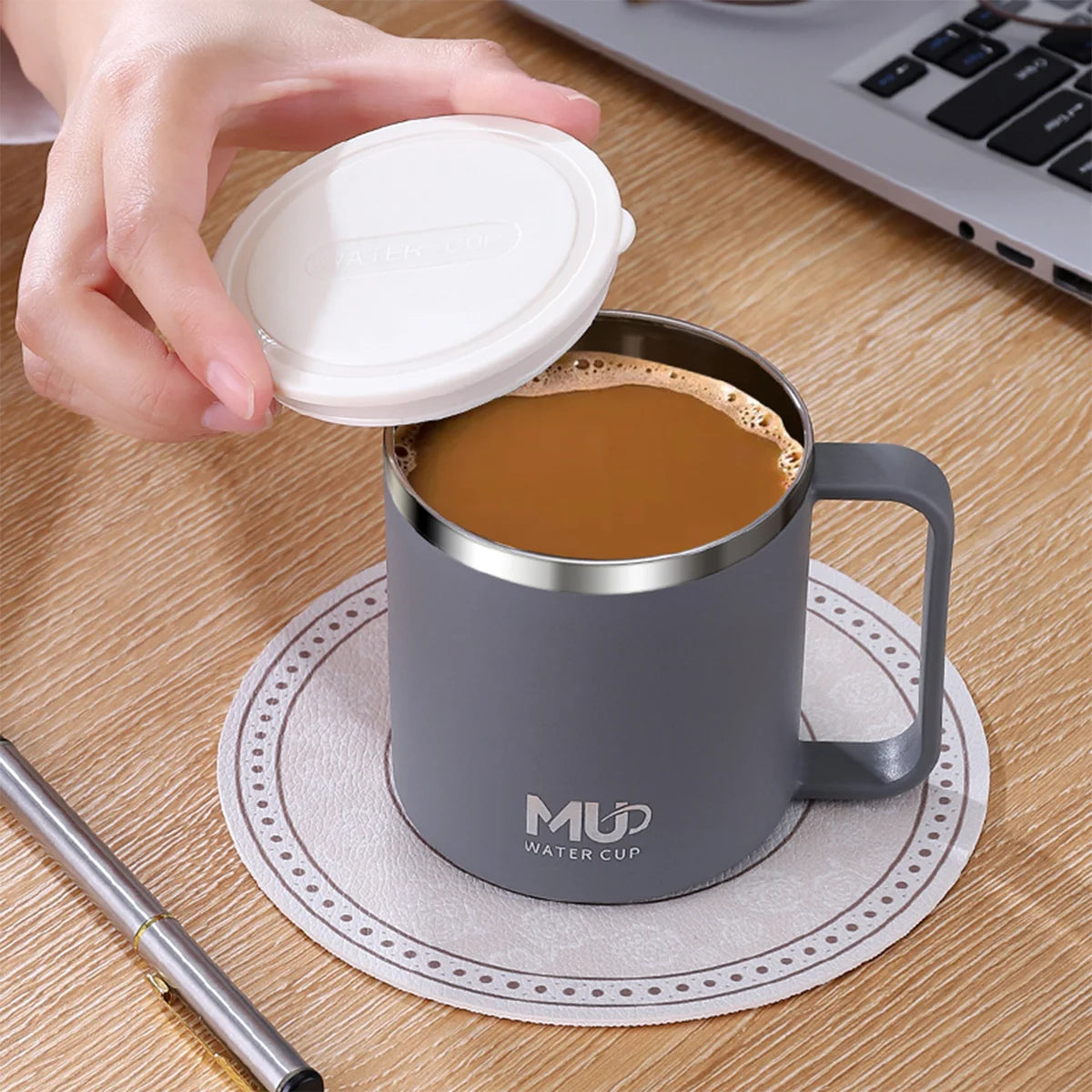 400ML Insulated Coffee Mug With Lid 304 Stainless Steel Double Wall Water Cup Sealed Milk Coffee Cup Student Adult Drinkware