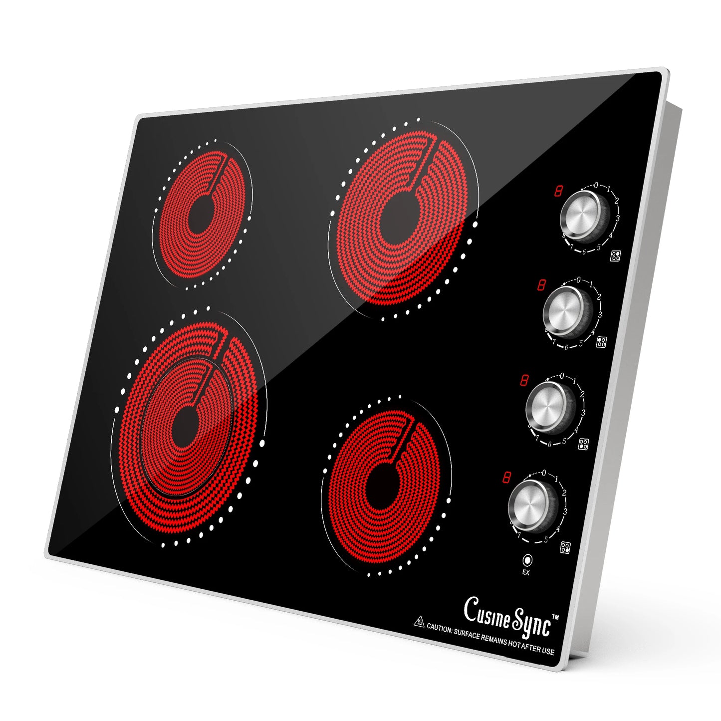 Electric Cooktop 30 Inch - 4 Burners Built-in Ceramic Cooktop, 30" Radiant Electric Stove Top with Knob Control 7200W