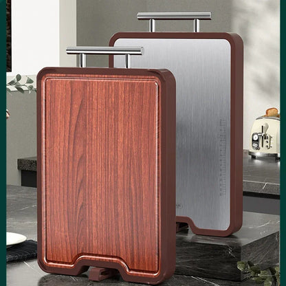 Double-Sided Antibacterial Cutting Board Mold Resistant PP Material Ebony & 316 Stainless Steel Chopping Block for Kitchen