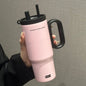 720ML Stainless Steel Thermos Cup with Straw & Handle Ice Coffee Drink Vacuum Insulated Cup Car Travel Outdoor Water Bottle