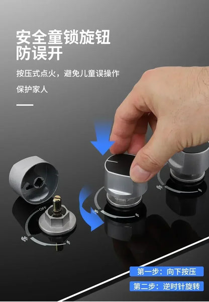 【hot item】Household Gas Stove Tabletop Embedded Dual-purpose Flip Cover Three-burner Stove With Flameout Protection