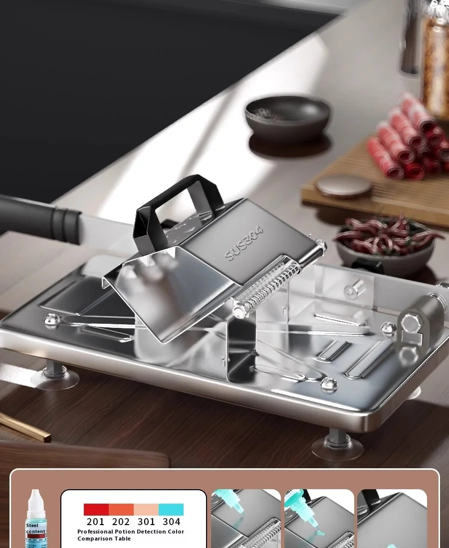 GIANXI Mutton Roll Slicer Machine Stainless Steel Meat Slicer Beef Thin Slice Frozen Meat Household Barbecue Hot Pot Cooking