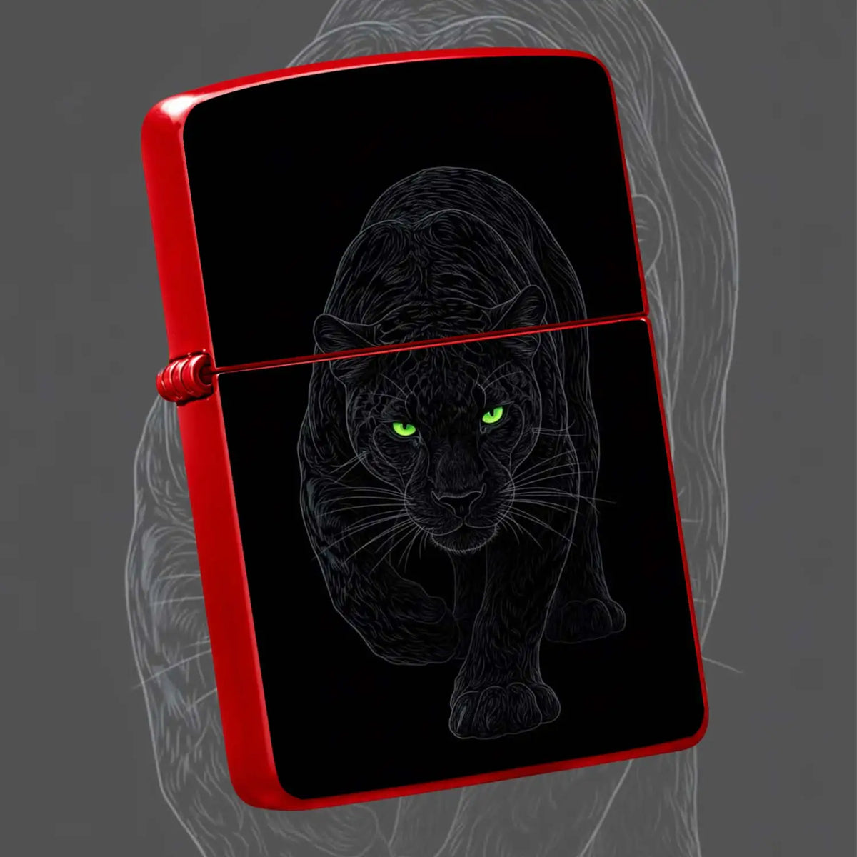 Stylish Stealth Panther Themed Portable Igniter, Fits Daily Outings, Outdoor Camping, Business Gifting Scenarios, Striking Bright Green Eyes With Dim Line Art Builds Strong Night Vibe, Blends Practicality And Unique Taste, Pe