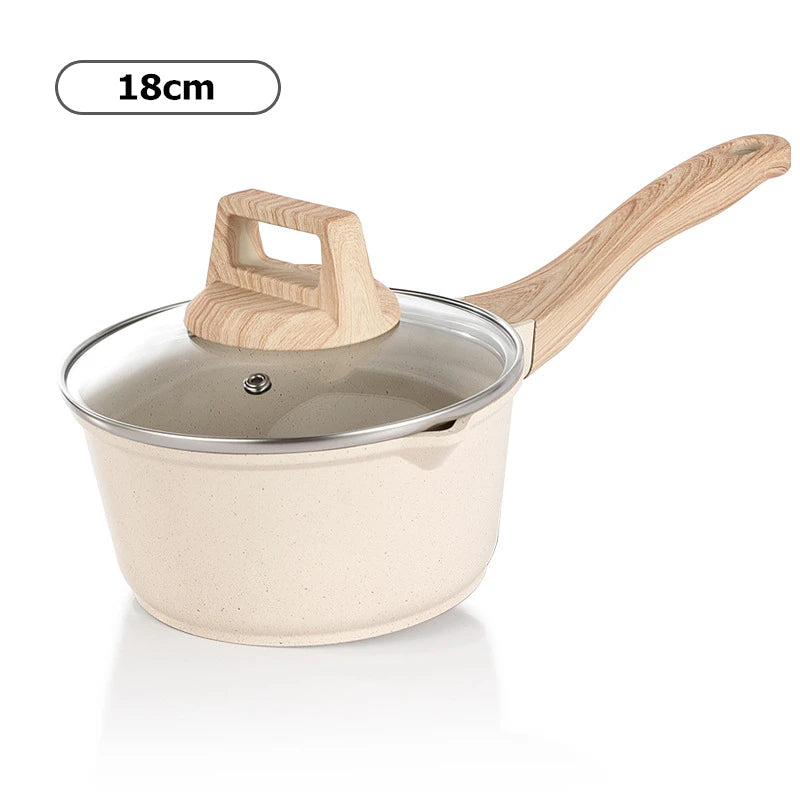 DONNOR 2.5Qt Sauce Pan With Lid Nonstick Granite Saucepan for All Stove Top Sauce Soup Pot Milk Pan with Pour Spouts JT281