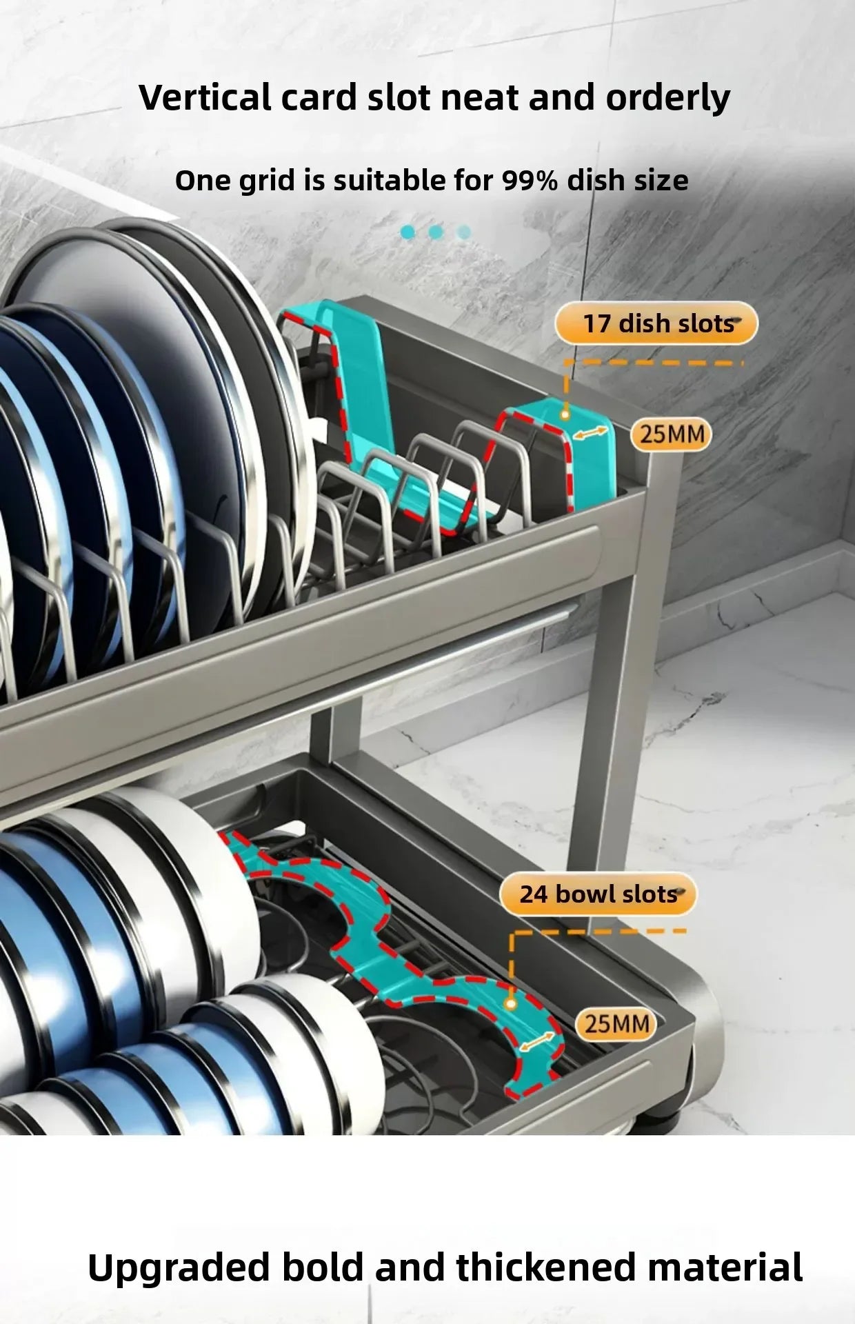 Minimalist Countertop Storage Stainless Steel Drain Dish Rack Kitchen Shelf Multifunctional Shelf Drain Dish Rack