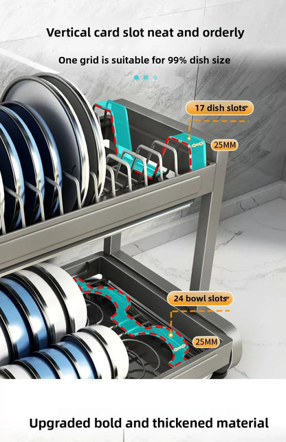 Minimalist Countertop Storage Stainless Steel Drain Dish Rack Kitchen Shelf Multifunctional Shelf Drain Dish Rack