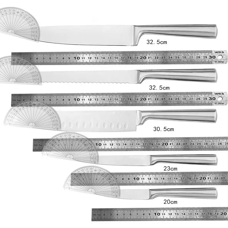 5 Piece Stainless Steel Kitchen Knife Set, Ergonomic Hollow Handle Design, Household Chef Knife for Chopping Carving Slicing