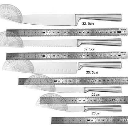 5 Piece Stainless Steel Kitchen Knife Set, Ergonomic Hollow Handle Design, Household Chef Knife for Chopping Carving Slicing