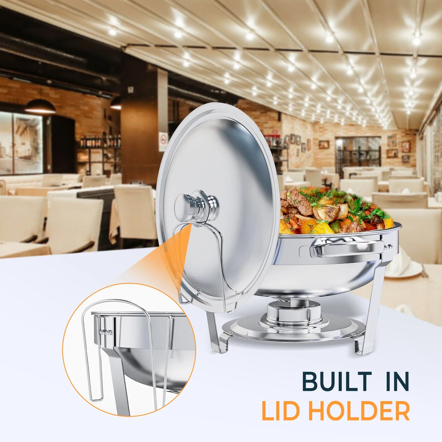 1/2/4 Pack Stainless Steel Chafing Dish Buffet Set 5L Round Chafers Buffet Food Warmers BBQ Party 316 For Parties Events Wedding