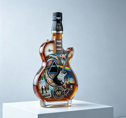 Artistic Guitar Shaped Whiskey Decanter Hand-Finished Glass Liquor Dispenser Decorative Barware Unique Gift for Whiskey Lovers