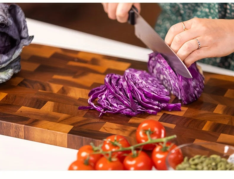 1pc Large Wood Board - Heavy-Duty Wood Grain Chopping Board, Large Leaf Camellia Tree Wood  for Meat, Cheese, Vegetables, Bread