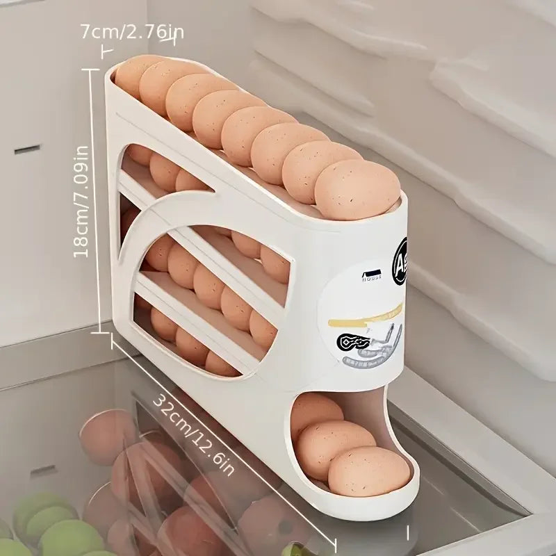 3 Tier Egg Storage Box Rolling Design Large Capacity Anti-Drop Antibacterial Organizer Rack Refrigerator Holder