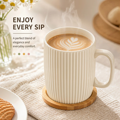 Colorful Ceramic Coffee Mugs Set of 4 – 400ml Stoneware Latte Cups with Handles – Rustic Speckled Design – Microwave & Dishwasher Safe – Perfect for Tea, Hot Chocolate, Farmhouse or Modern