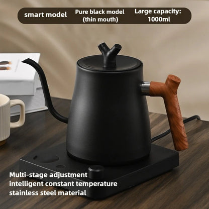 1L1000ML Smart Temperature Control Kettle - Auto Shut-Off & Boil-Dry Protection - Stainless Steel Pour-Over Coffee & Tea