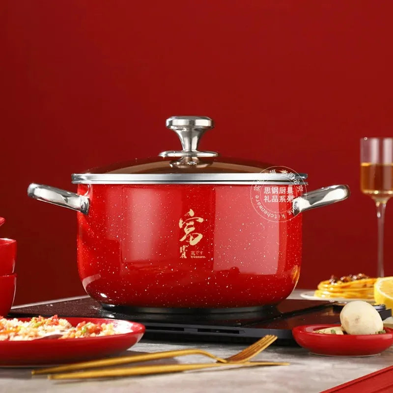 Korean single handle soup stew pot super thick polished non-magnetic bottom nonstick pan ramen pot home food cooking milk pot
