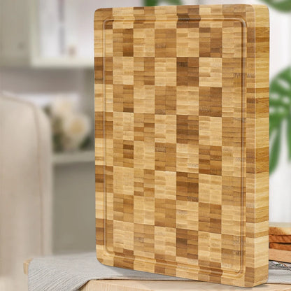 Large Bamboo Cutting Board Kitchen Chopping Block Butcher Board for Meat Fruit Vegetables Thick Chopping Board With Juice Groove
