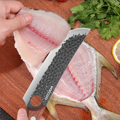WXCOO 1~4pcs Kitchen Knife Set Stainless Steel Handmade Forged Meat Cleaver Boning Fruit Slicing Butcher Knife Cutting Board